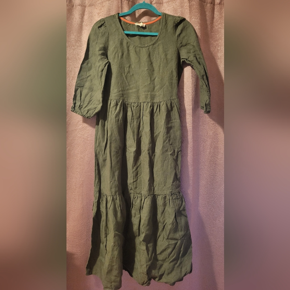 Justine Tabek linen dress - XS olive green